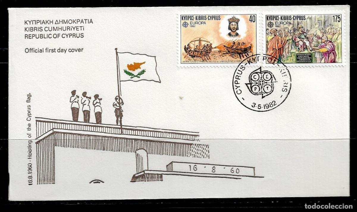 Sellos: CHIPRE 1982, SOBRE PRIMER D&Iacute;A EUROPA CEPT - FDC.