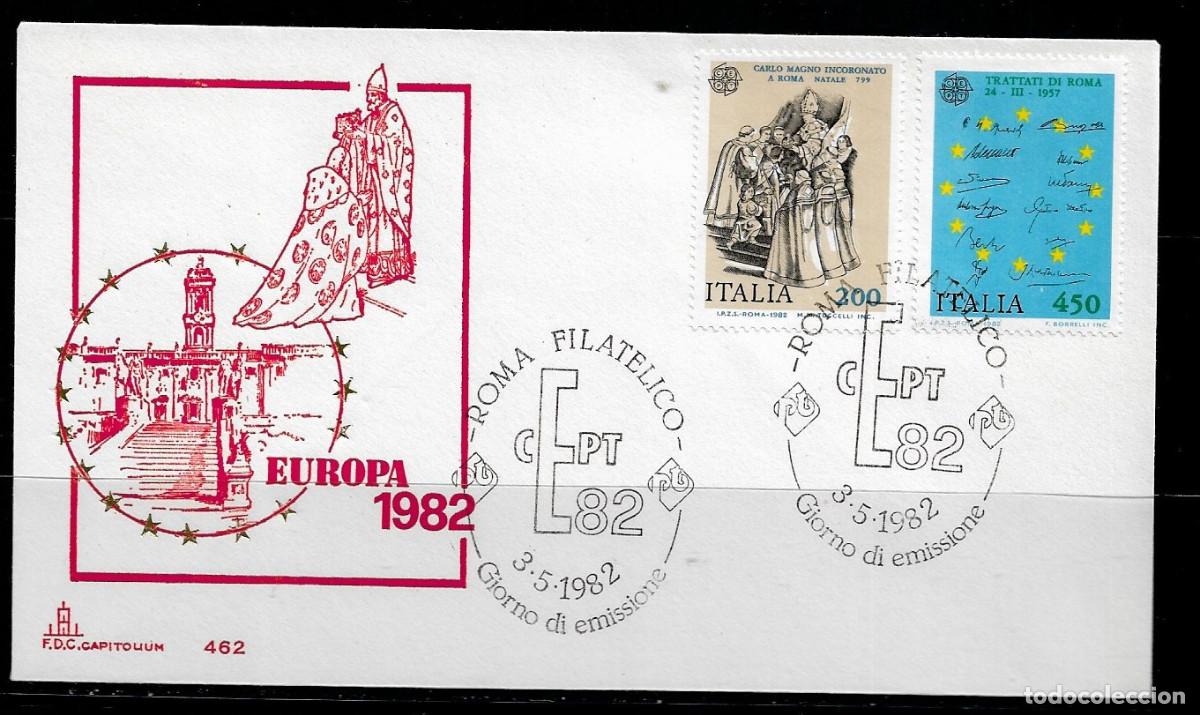 Sellos: ITALIA 1982, SOBRE PRIMER D&Iacute;A EUROPA CEPT - FDC.