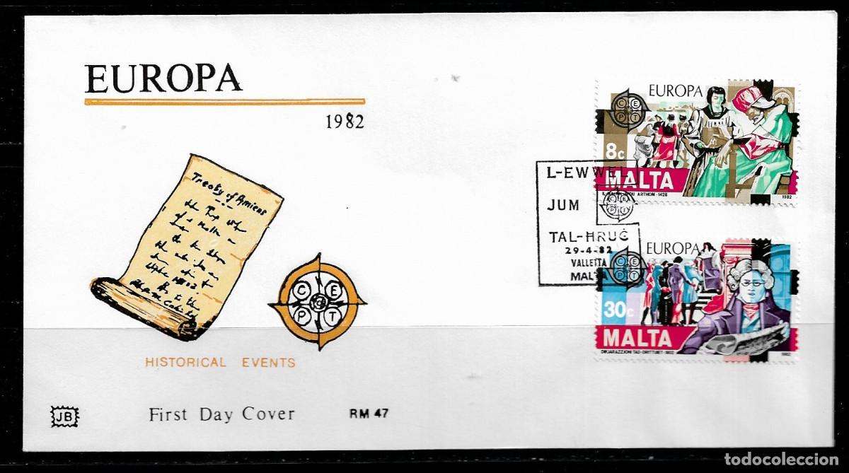 Sellos: MALTA 1982, SOBRE PRIMER D&Iacute;A EUROPA CEPT - FDC.