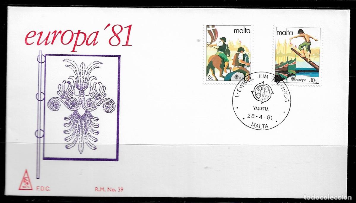 Sellos: MALTA 1981, SOBRE PRIMER D&Iacute;A EUROPA CEPT - FDC.