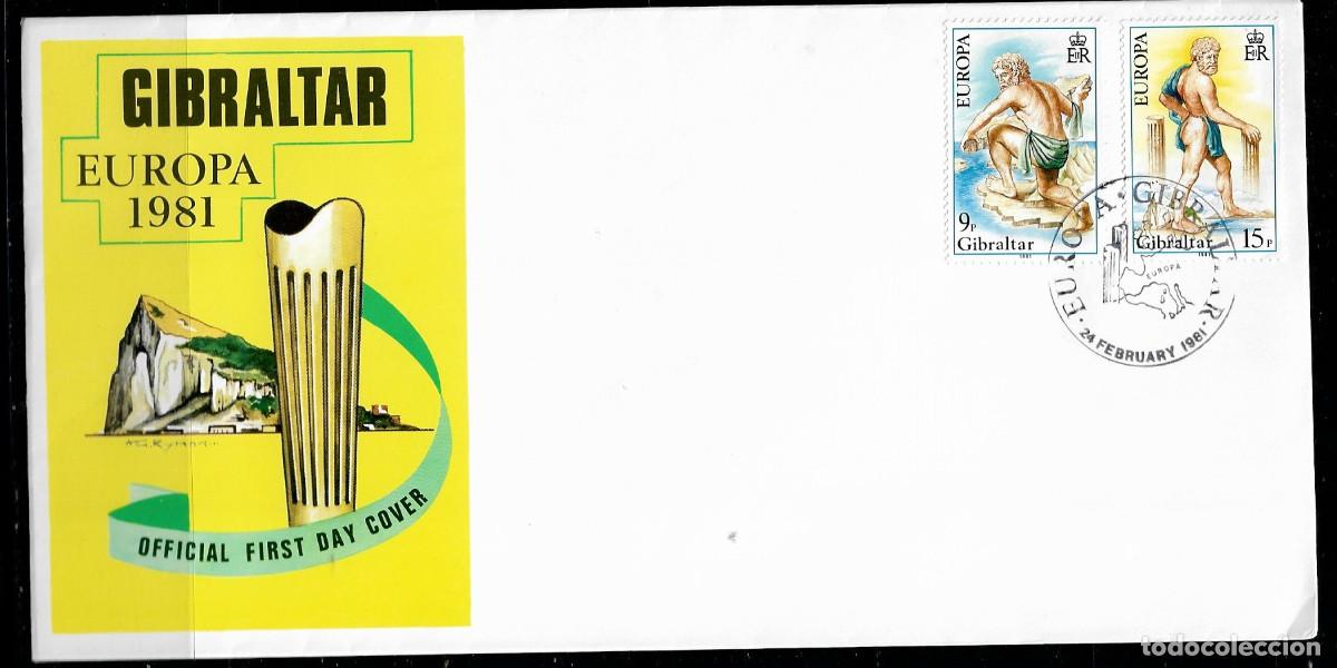 Sellos: GIBRALTAR 1981, SOBRE PRIMER D&Iacute;A EUROPA CEPT - FDC.