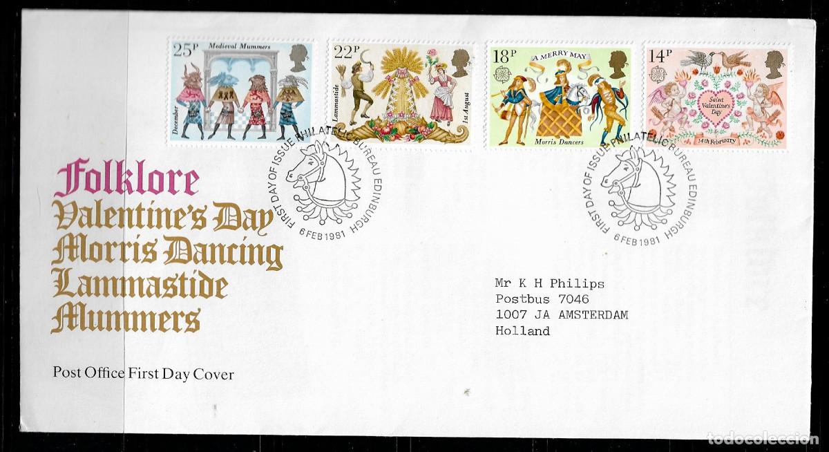 Sellos: GRAN BRETA&Ntilde;A 1981, SOBRE PRIMER D&Iacute;A EUROPA CEPT - FDC.