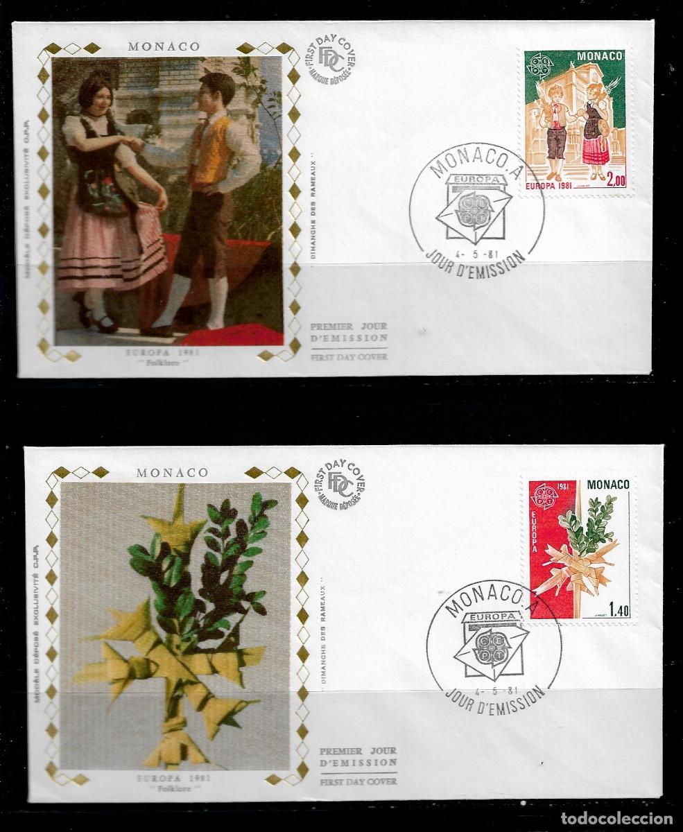 Sellos: MONACO 1981, SOBRES PRIMER D&Iacute;A EUROPA CEPT - FDC.