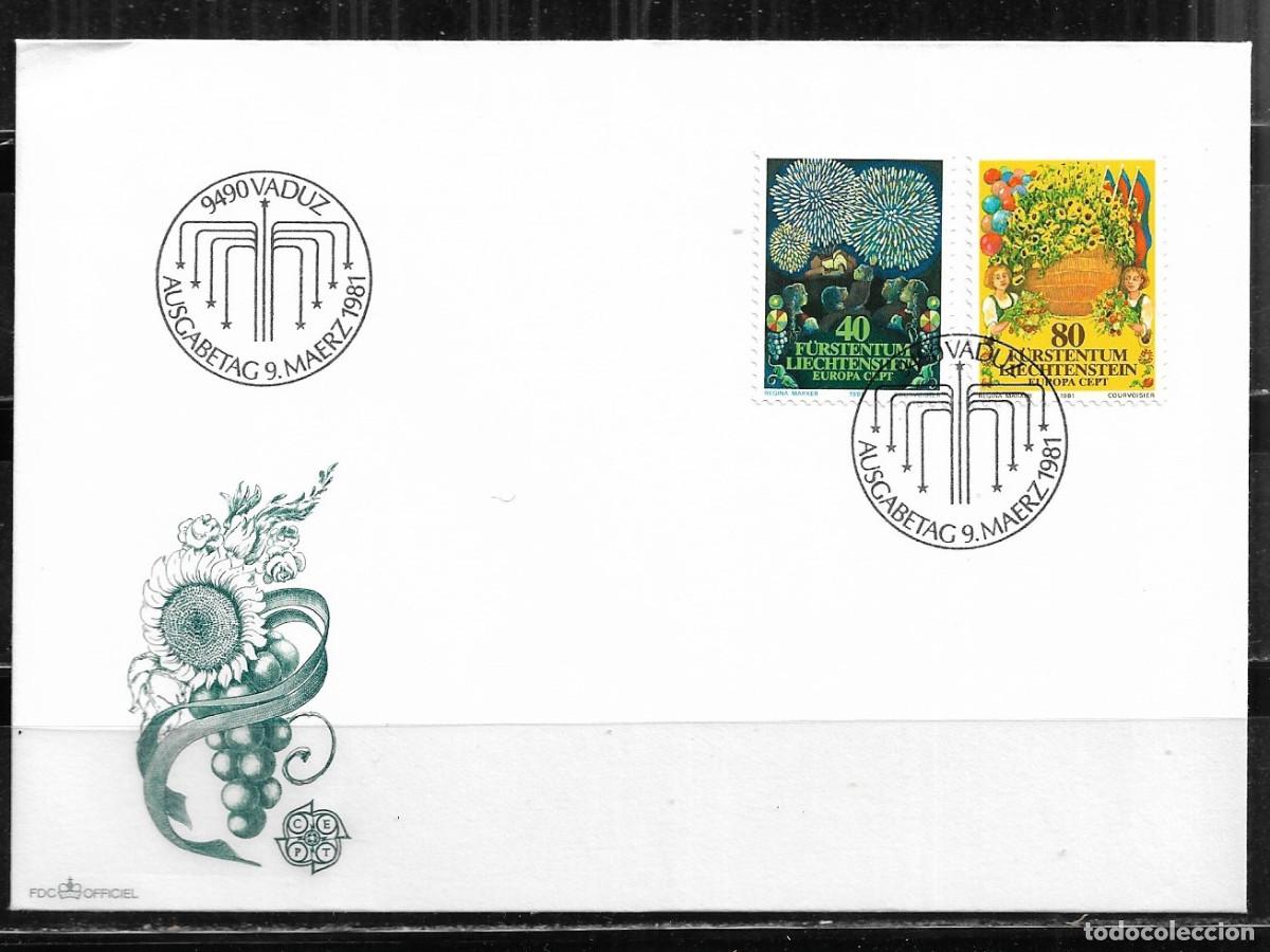 Sellos: LIECHTENSTEIN 1981, SOBRE PRIMER D&Iacute;A EUROPA CEPT - FDC.
