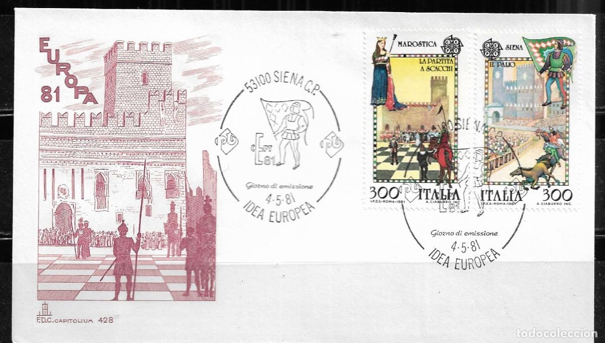 Sellos: ITALIA 1981, SOBRE PRIMER D&Iacute;A EUROPA CEPT - FDC.