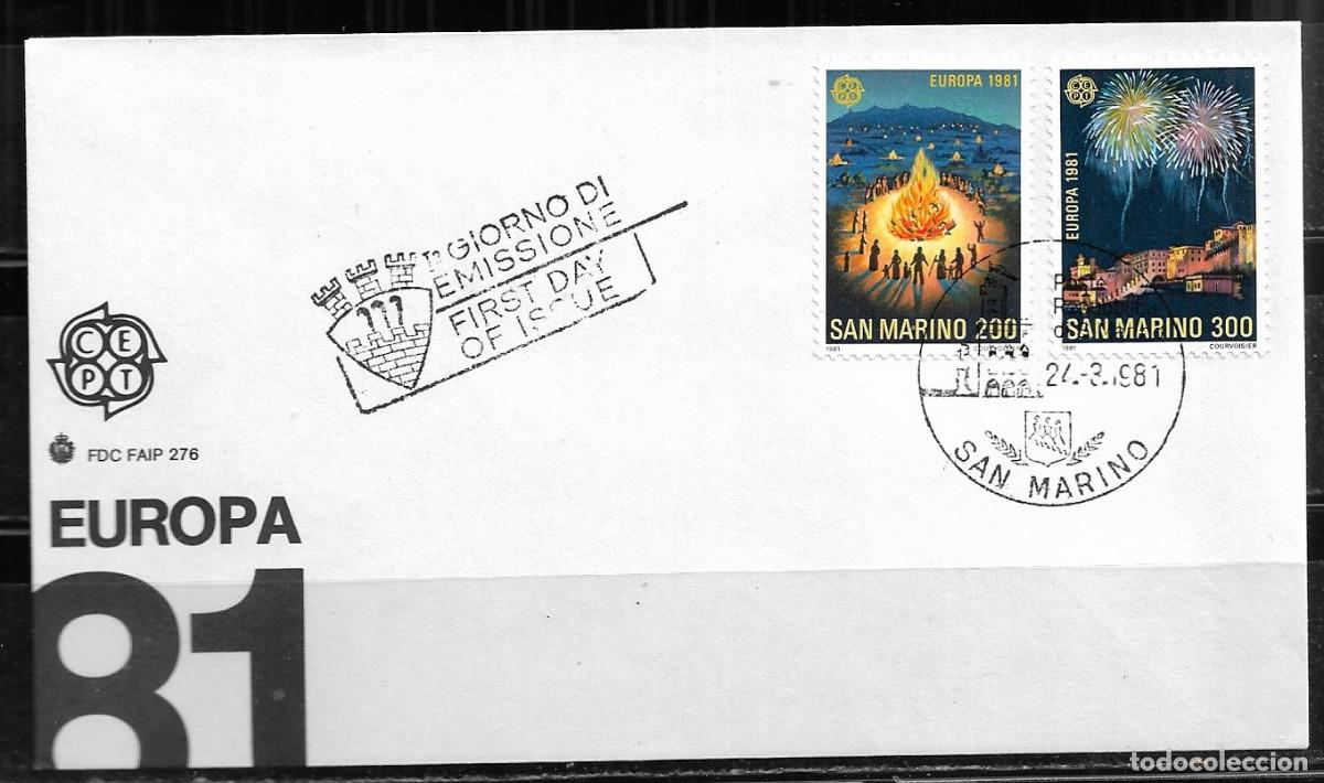 Sellos: SAN MARINO 1981, SOBRE PRIMER D&Iacute;A EUROPA CEPT - FDC.