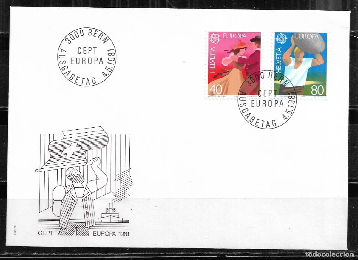 Sellos: SUIZA 1981, SOBRE PRIMER D&Iacute;A EUROPA CEPT - FDC.