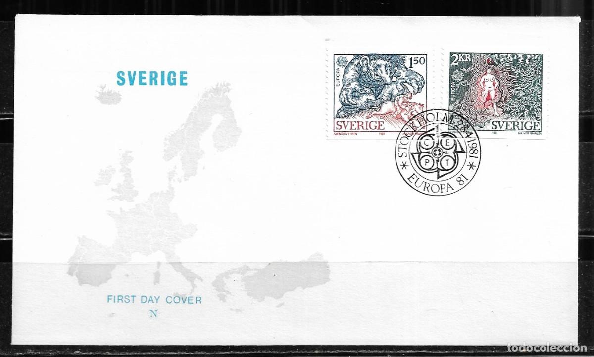Sellos: SUECIA 1981, SOBRE PRIMER D&Iacute;A EUROPA CEPT - FDC.