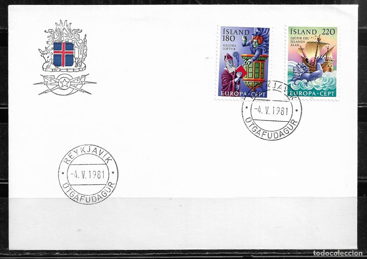 Sellos: ISLANDIA 1981, SOBRE PRIMER D&Iacute;A EUROPA CEPT - FDC.
