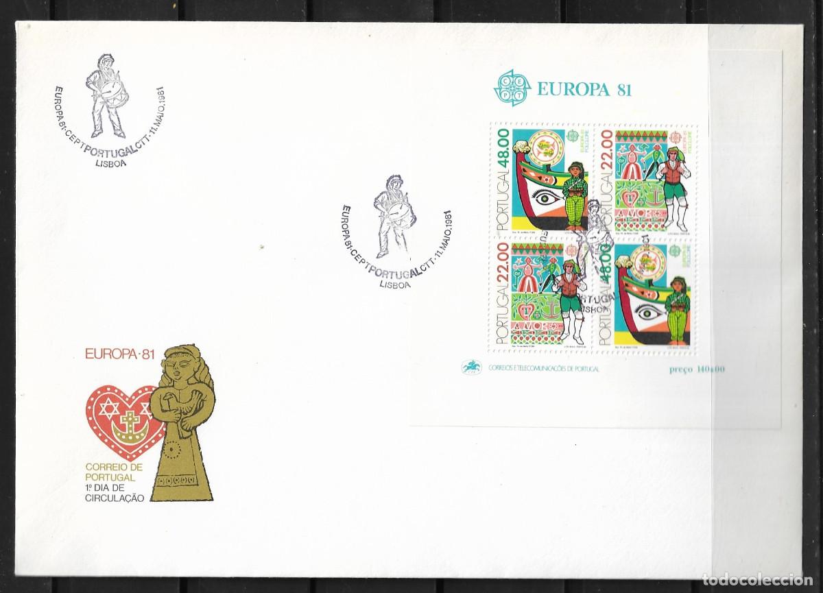 Sellos: PORTUGAL 1981, SOBRE PRIMER D&Iacute;A EUROPA CEPT - FDC.- PROCEDENTE DE LA HOJA BLOQUE.