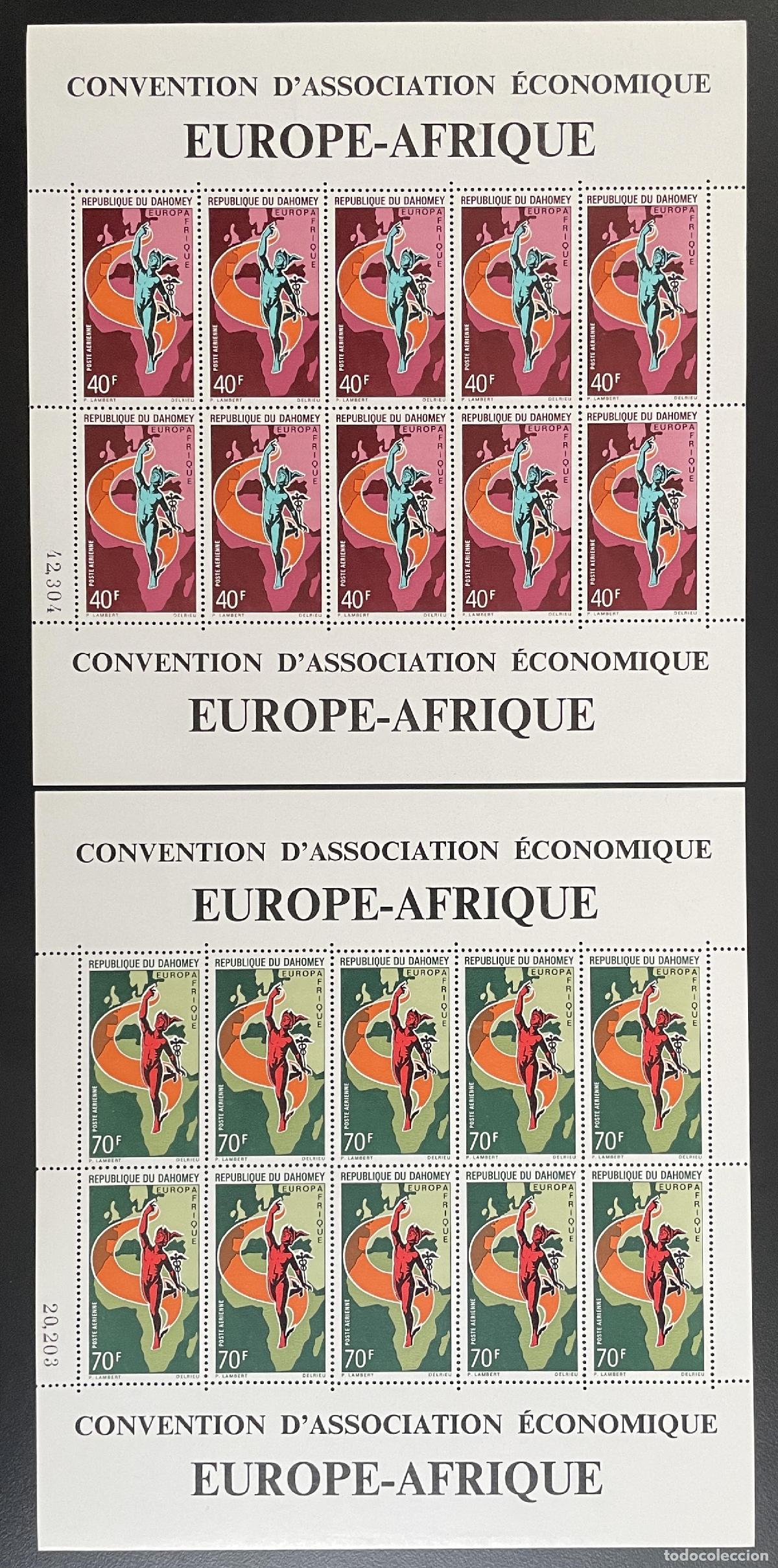Sellos: Dahomey 1970 YT PA 130-131 tabl&oacute;n Convenio Econ&oacute;mico Europa-&Aacute;frica