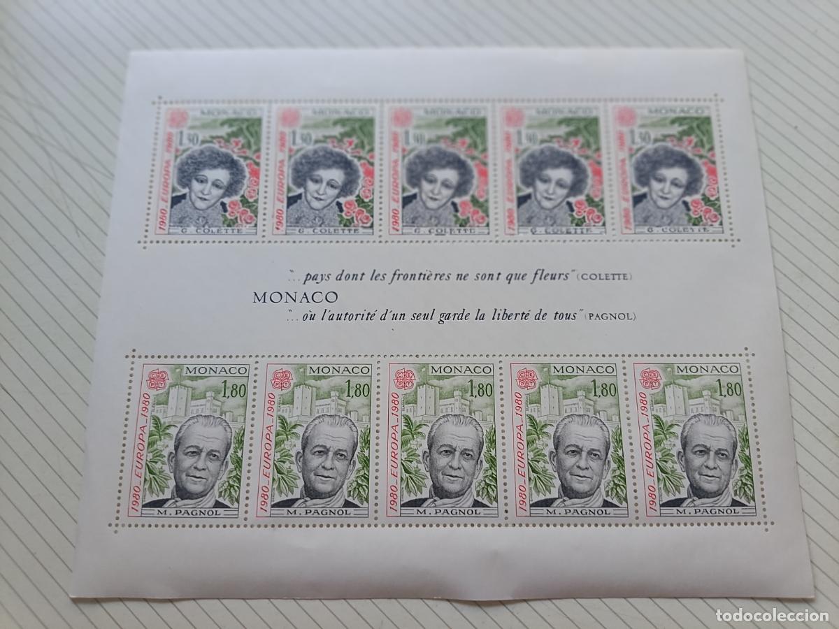 Sellos: MONACO HOJITA NUEVA EUROPA 1980 PAGNOL COLETTE