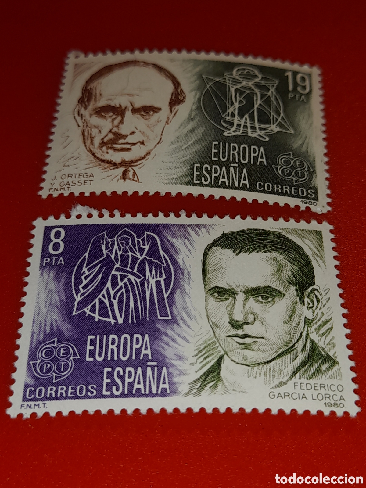 Sellos: Sello Espa&ntilde;a nuevo 1980. Emisi&oacute;n conjunta Europa. CEPT. Personajes. Llega. Hasta. Clero. Letras. Art