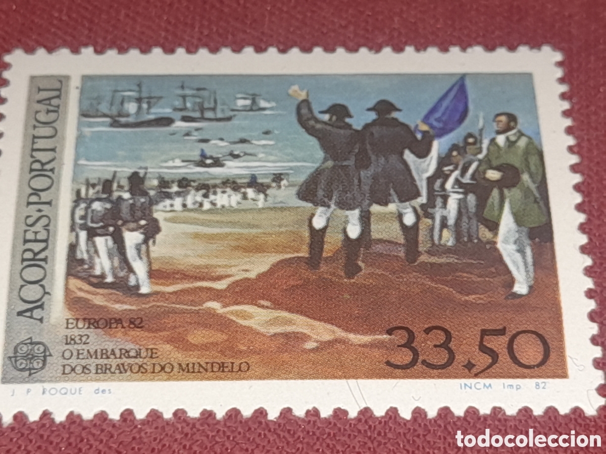 Sellos: Sello Azores nuevo 1982. Emisi&oacute;n conjunta Europa. CEPT. Soldado. Uniforme Barcos Desembarco. Explora