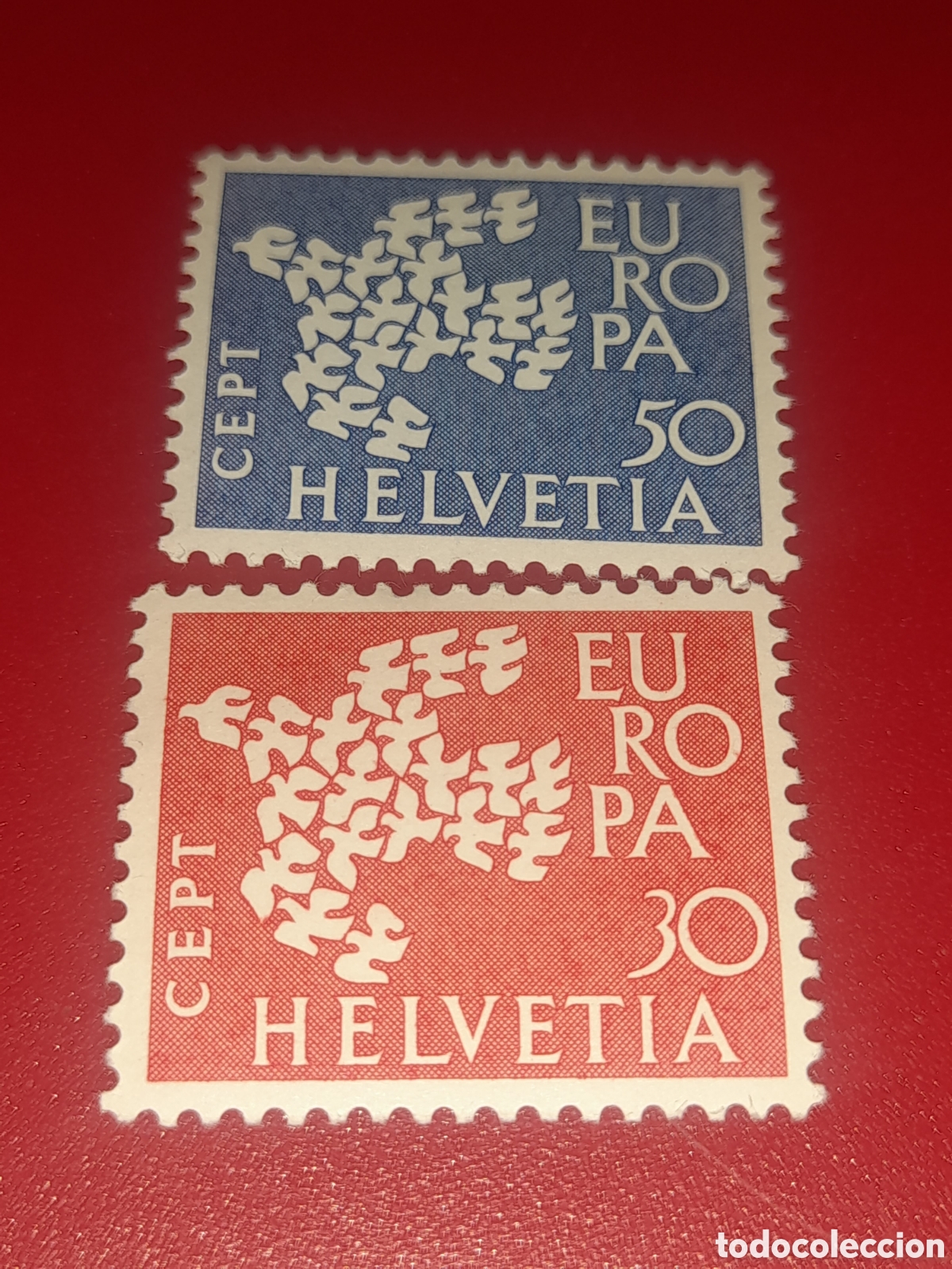 Sellos: Sellos Suiza nuevo 1961. Emisi&oacute;n conjunta Europa. CEPT. Aves. Pajaros. Fauna. Dise&ntilde;o comun
