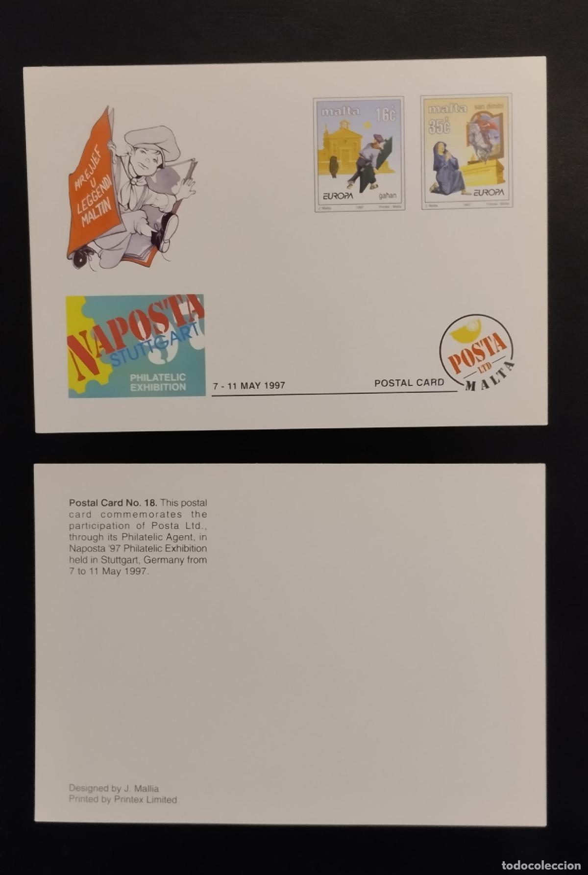Sellos: Malta 1997 postal completo Naposta Stuttgart Exposici&oacute;n filat&eacute;lica Europa