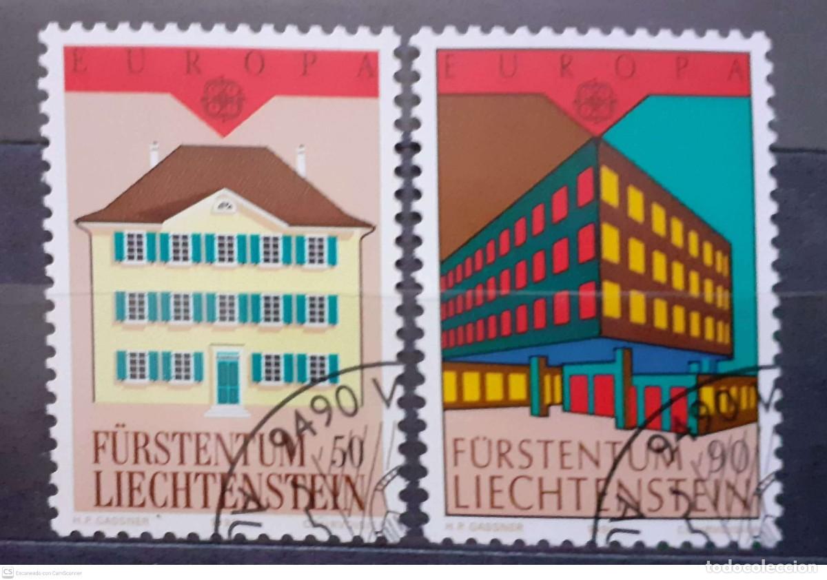 Sellos: LIECHTENSTEIN n&ordm; 925/926&ordm; Europa 1990. Edificios de correos. Serie completa