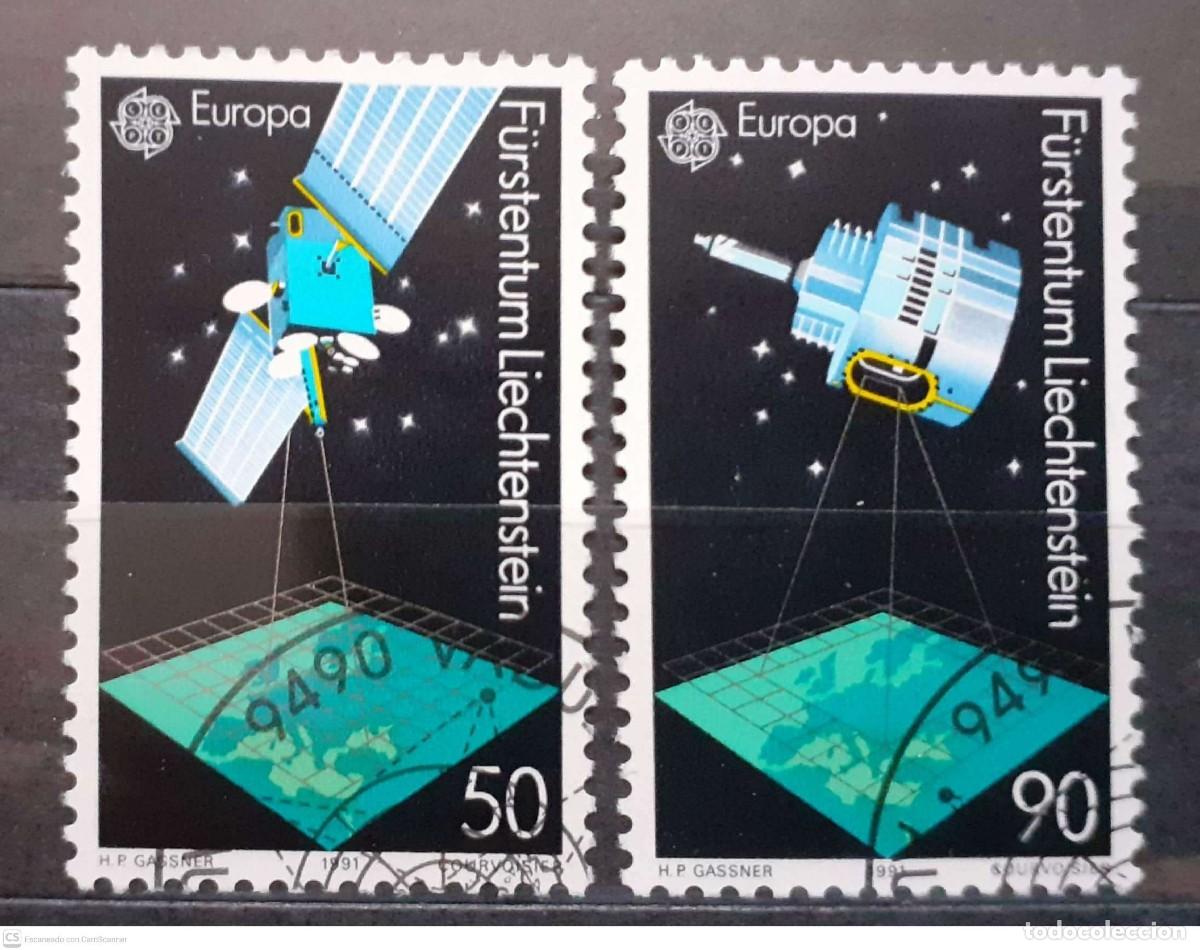 Sellos: LIECHTENSTEIN n&ordm; 952/953&ordm; Europa 1991. Europa y el espacio. Serie completa