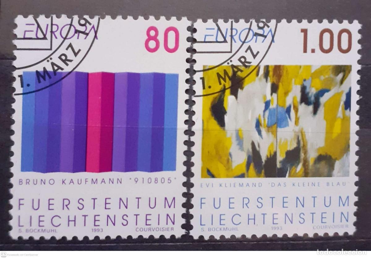 Sellos: LIECHTENSTEIN n&ordm; 495/496&ordm; Europa 1993. Arte contempor&aacute;neo. Serie completa