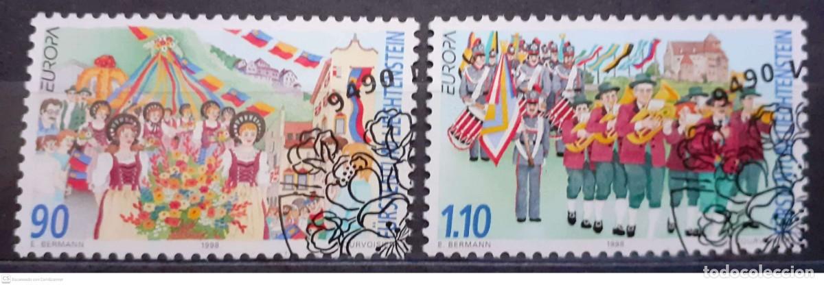 Sellos: LIECHTENSTEIN n&ordm; 1106/1107 Europa 1998. Festivales y fiestas nacionales. Serie completa