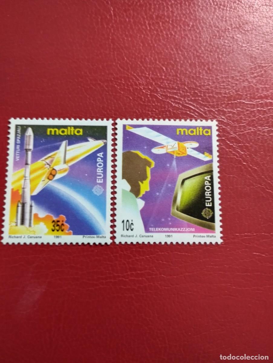 Sellos: SELLOS EUROPA-CEPT, A&Ntilde;O 1991, MALTA**MNH, SERIE COMPLETA. EUROPA ESPACIAL
