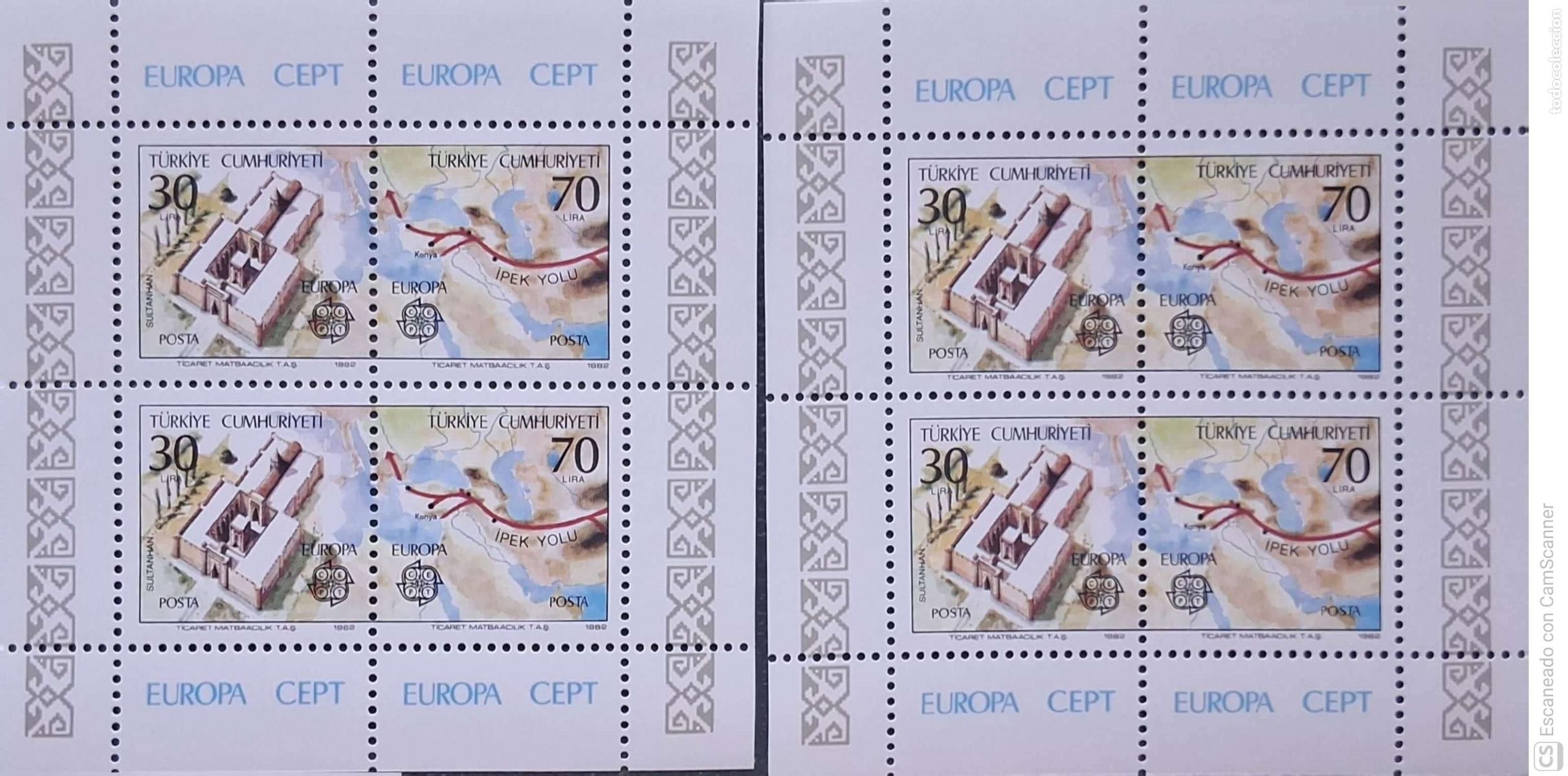 Sellos: LIQUIDACI&Oacute;N. 2 HB 23 Turqu&iacute;a. Europa-Cept: Hechos hist&oacute;ricos: Ruta de la seda. 1982 Nuevas.