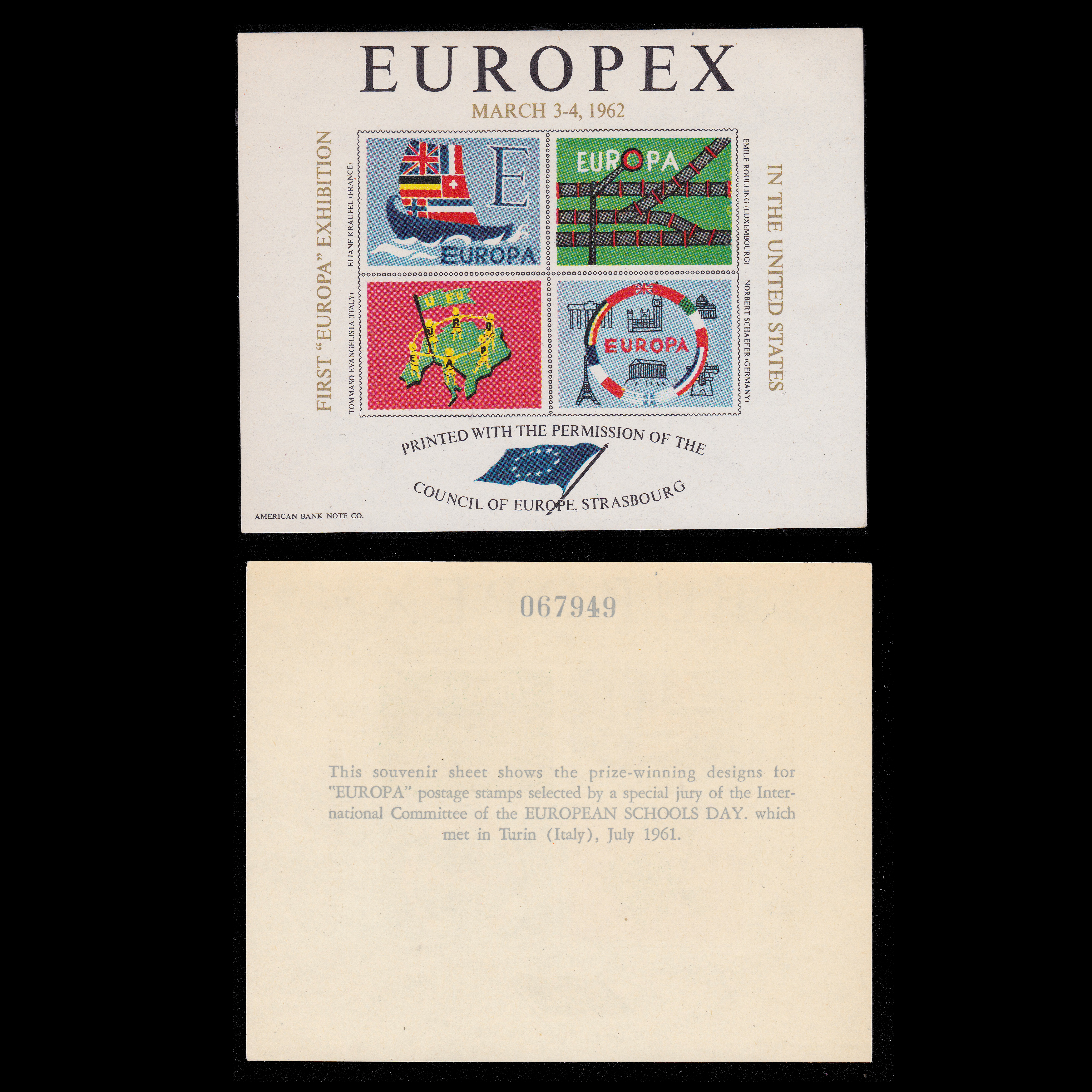 Sellos: GERMAN PHILATELIC EXHIBITION. EUROPEX 1962. MNH + GIFT