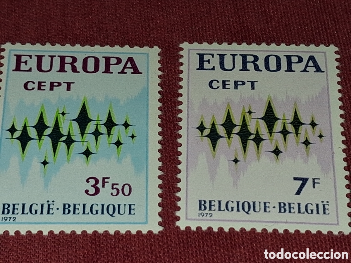 Sellos: Sello B&eacute;lgica nuevo 1972. Emisi&oacute;n conjunta Europa. CEPT. Estrellas. Dise&ntilde;o com&uacute;n.
