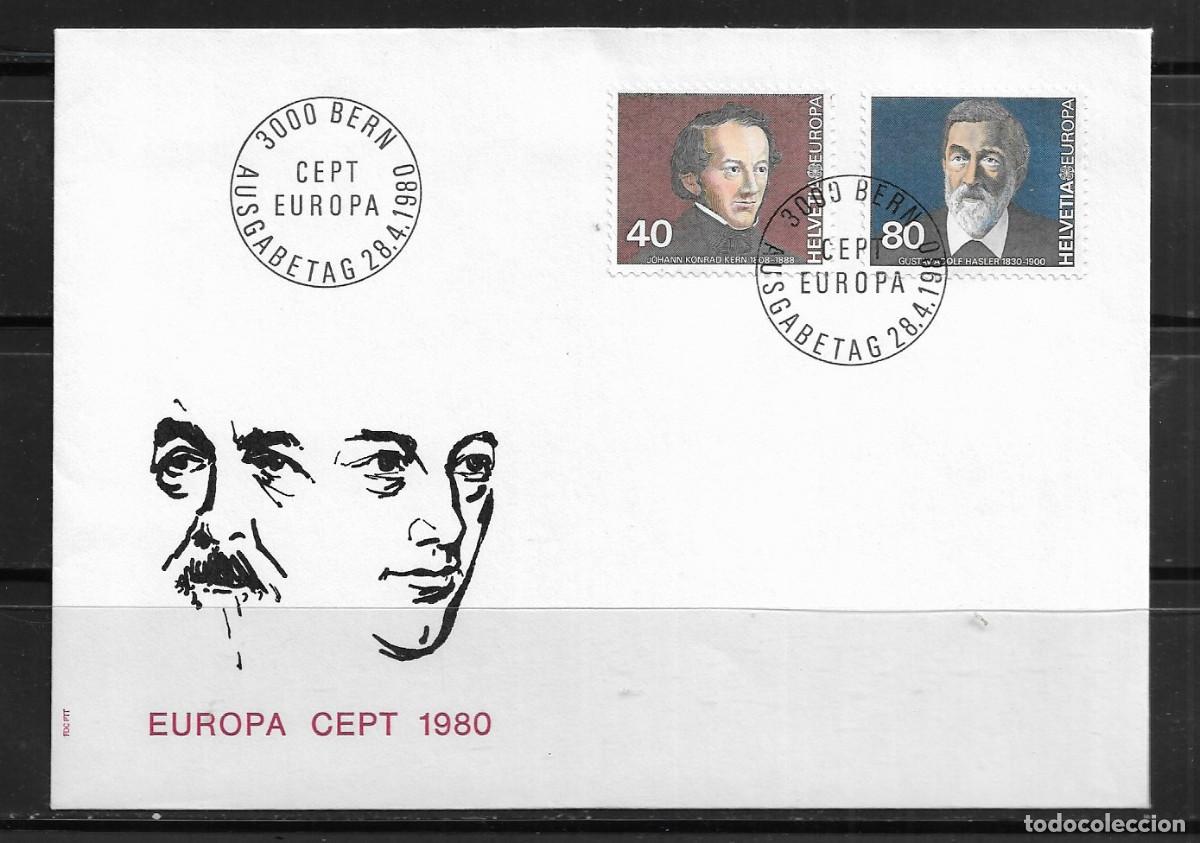 Sellos: SUIZA 1980, SOBRE PRIMER D&Iacute;A EUROPA CEPT - FDC.