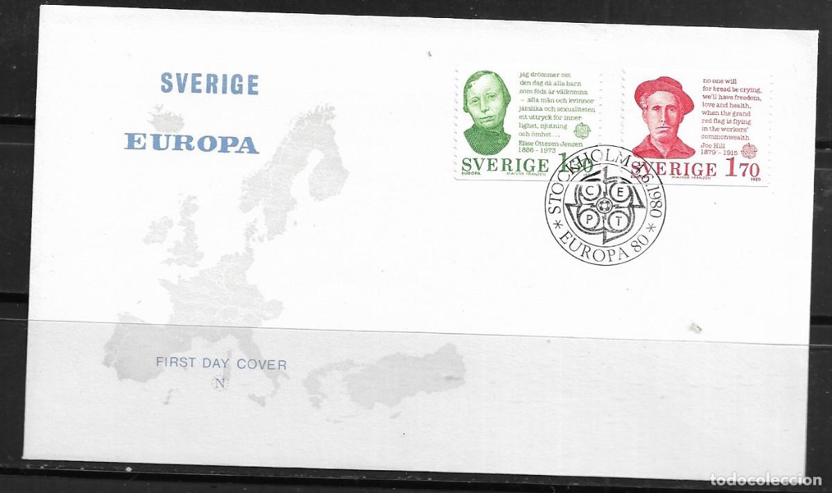 Sellos: SUECIA 1980, SOBRE PRIMER D&Iacute;A EUROPA CEPT - FDC.