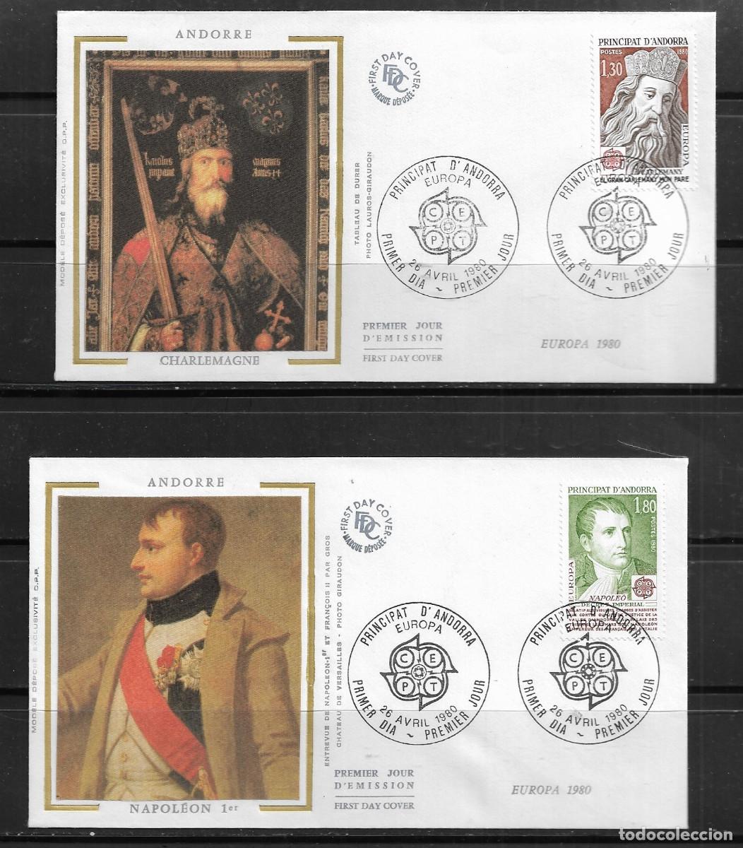 Sellos: ANDORRA FRANCESA 1980, SOBRES PRIMER D&Iacute;A EUROPA CEPT - FDC.