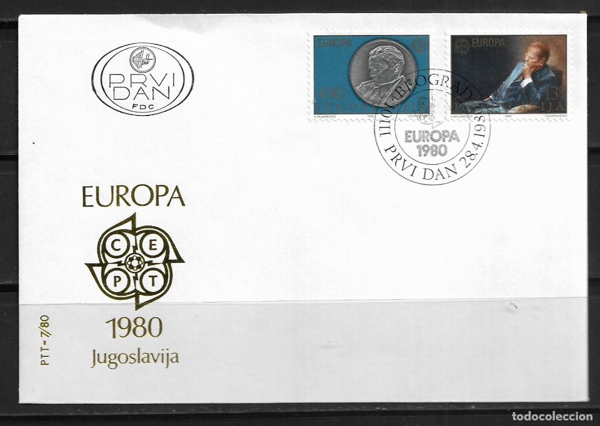Sellos: YUGOSLAVIA 1980, SOBRES PRIMER D&Iacute;A EUROPA CEPT - FDC.