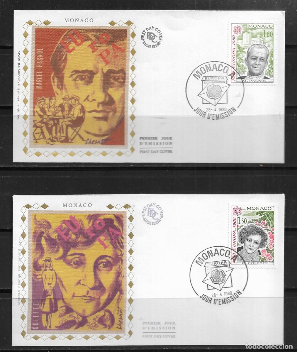 Sellos: M&Oacute;NACO 1980, SOBRES PRIMER D&Iacute;A EUROPA CEPT - FDC.
