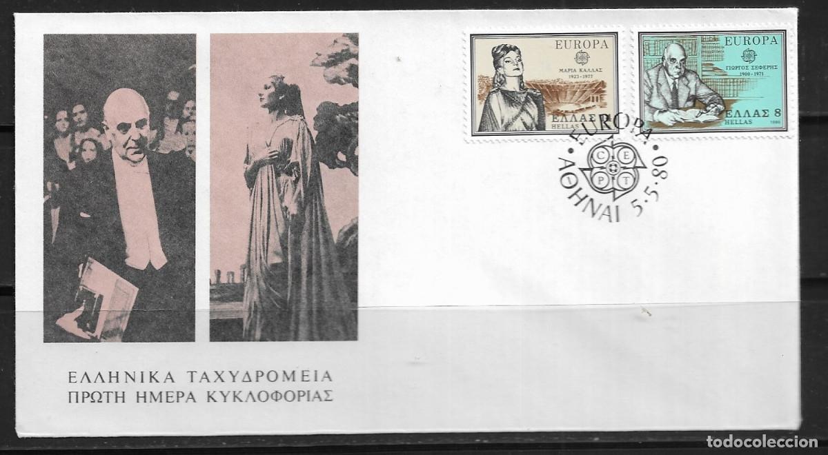 Sellos: GRECIA 1980, SOBRE PRIMER D&Iacute;A EUROPA CEPT - FDC.