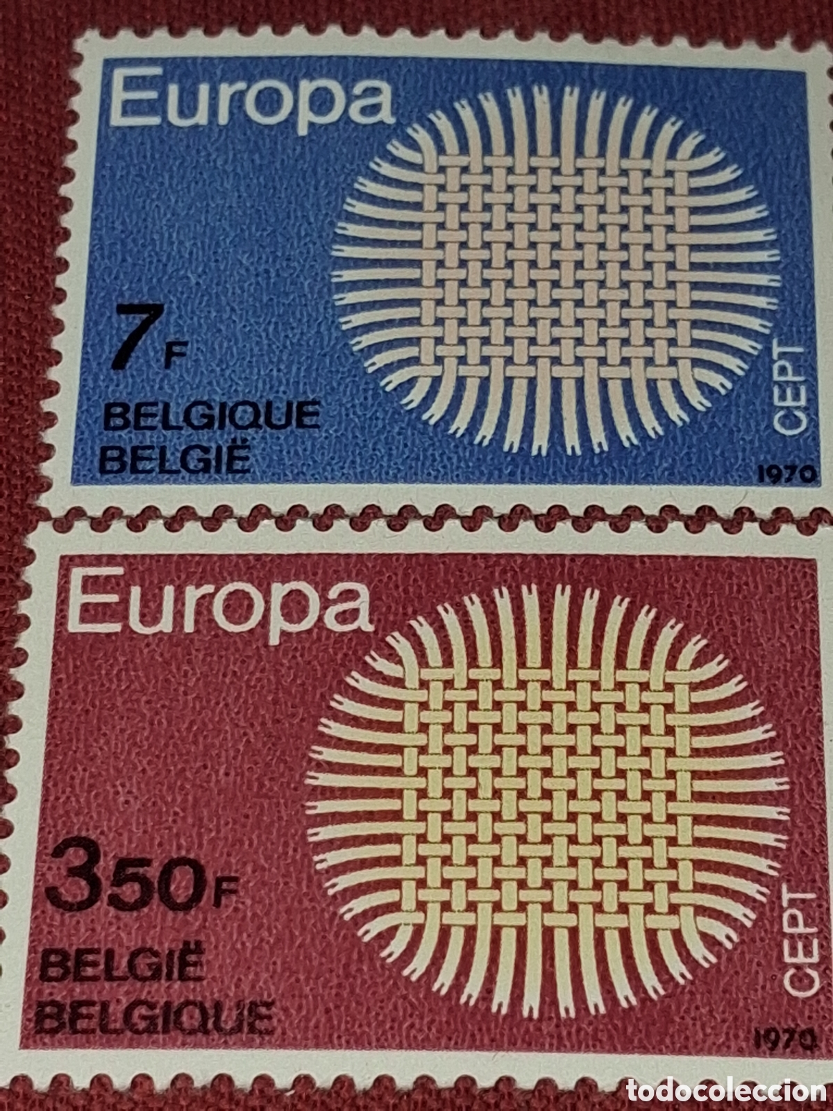 Sellos: Sello Belguca nuevo 1970. Emisi&oacute;n conjunta Europa. CEPT. Zarza. Telar. Dise&ntilde;o com&uacute;n.