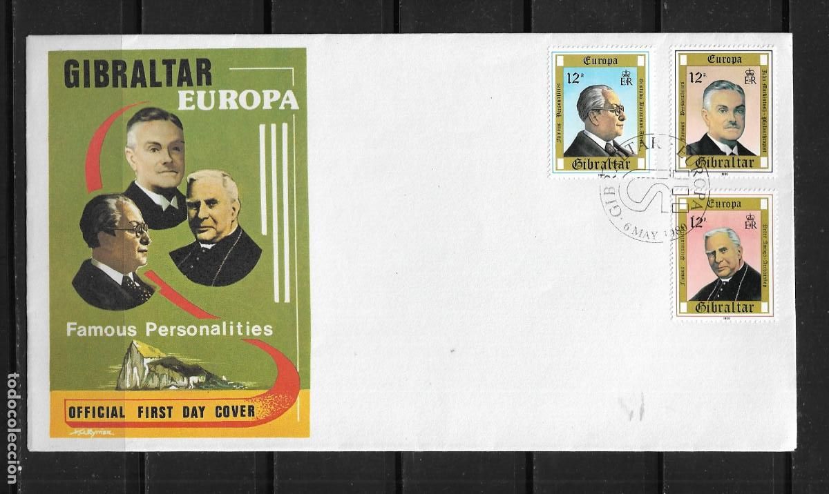 Sellos: GIBRALTAR 1980, SOBRE PRIMER D&Iacute;A EUROPA CEPT - FDC.