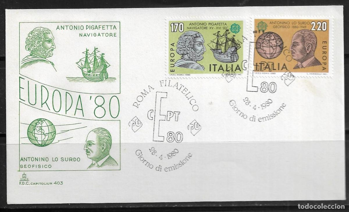 Sellos: ITALIA 1980, SOBRE PRIMER D&Iacute;A EUROPA CEPT - FDC.