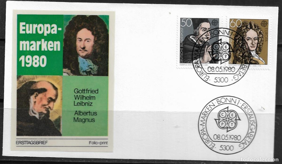 Sellos: ALEMANIA 1980, SOBRE PRIMER D&Iacute;A EUROPA CEPT - FDC.