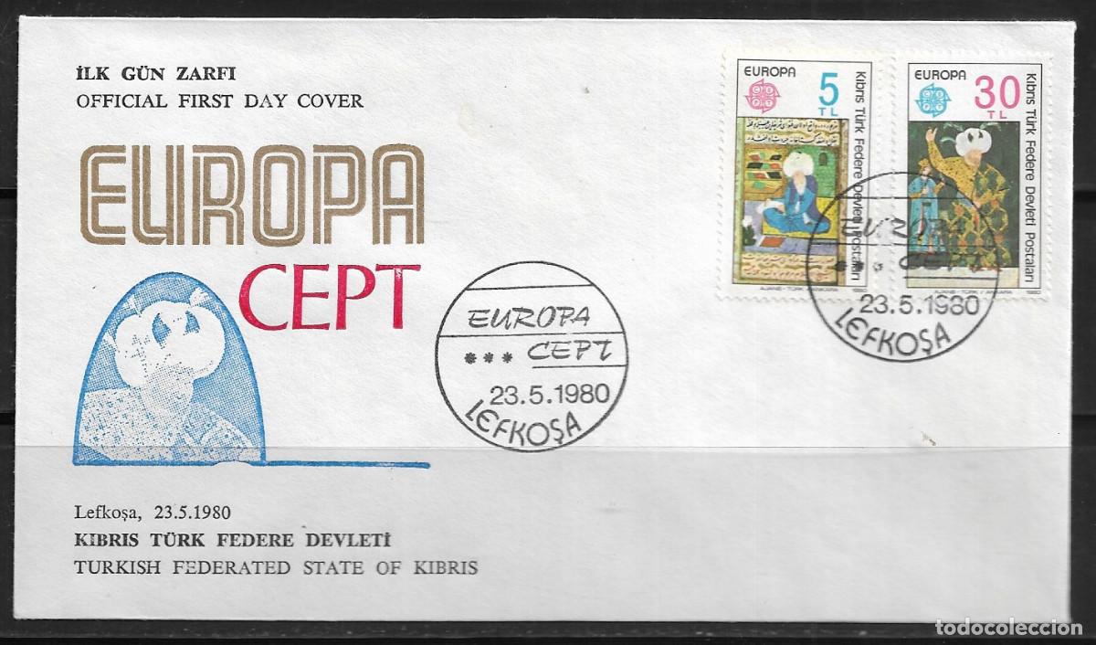 Sellos: CHIPRE TURCO 1980, SOBRE PRIMER D&Iacute;A EUROPA CEPT - FDC.