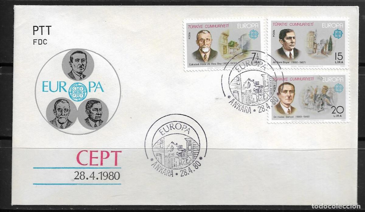 Sellos: TURQUIA 1980, SOBRE PRIMER D&Iacute;A EUROPA CEPT - FDC.
