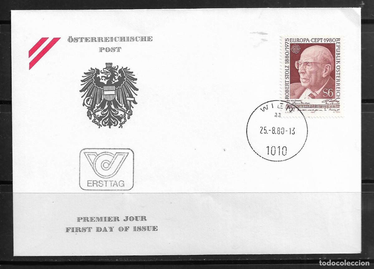Sellos: AUSTRIA 1980, SOBRE PRIMER D&Iacute;A EUROPA CEPT - FDC.