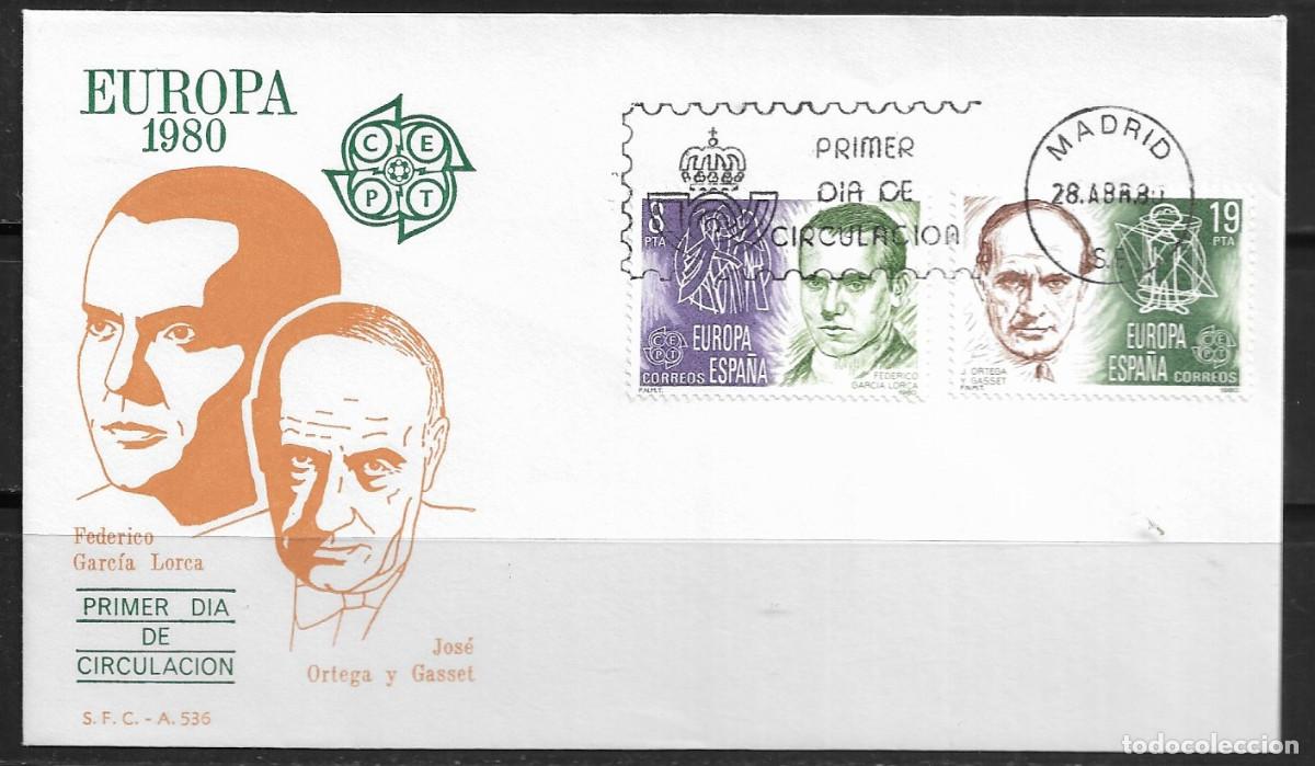 Sellos: ESPA&Ntilde;A 1980, SOBRE PRIMER D&Iacute;A EUROPA CEPT - FDC.