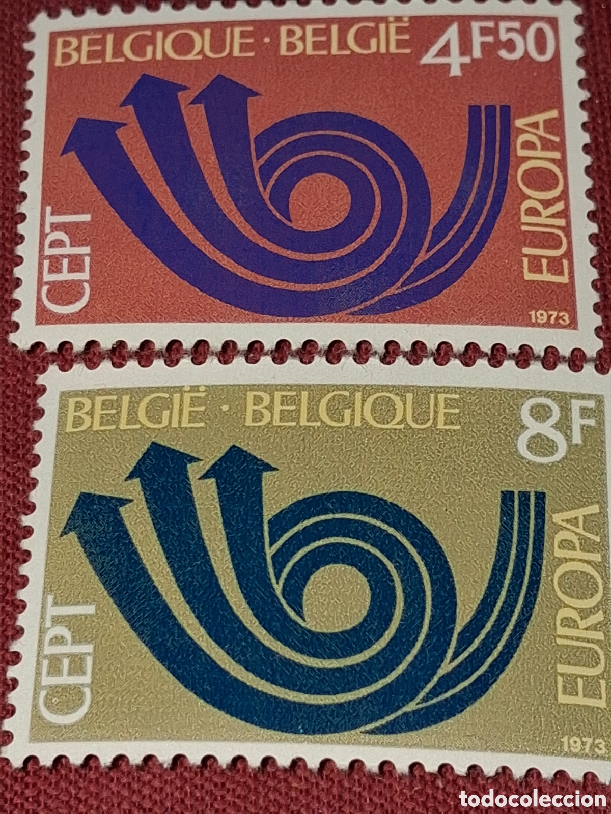 Sellos: Sello B&eacute;lgica nuevo 1973. Emisi&oacute;n conjunta Europa. Clar&iacute;n. Flechas. Dise&ntilde;o com&uacute;n.
