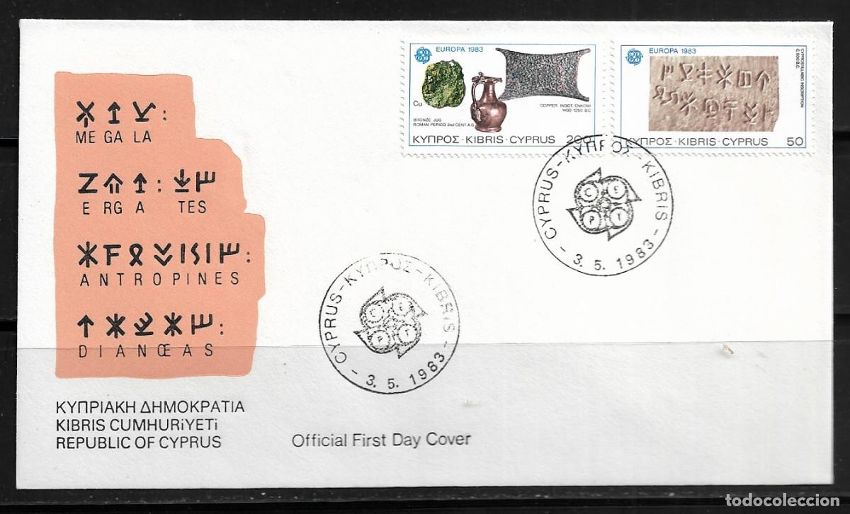 Sellos: CHIPRE 1983, SOBRE PRIMER D&Iacute;A EUROPA CEPT - FDC.