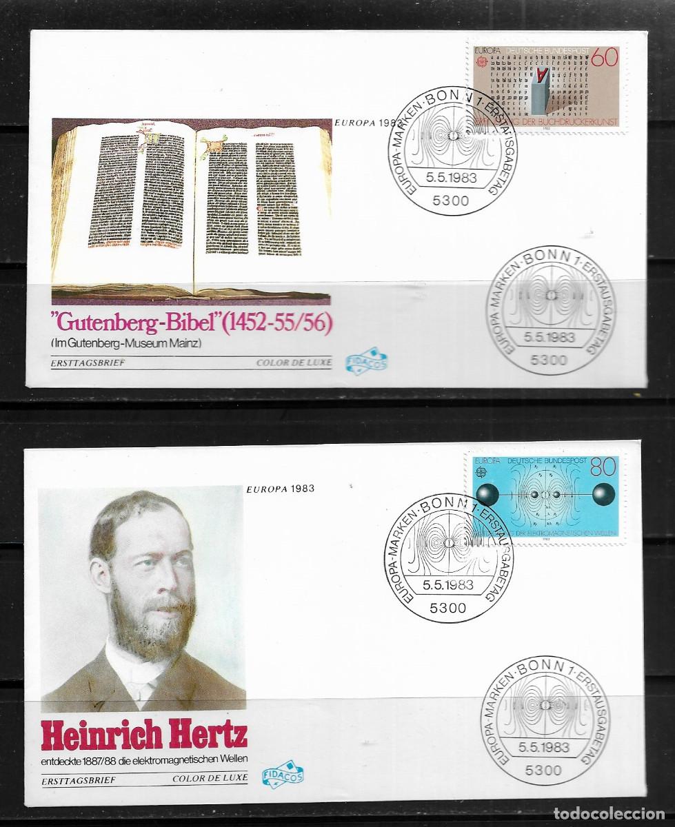Sellos: ALEMANIA 1983, SOBRES PRIMER D&Iacute;A EUROPA CEPT - FDC.
