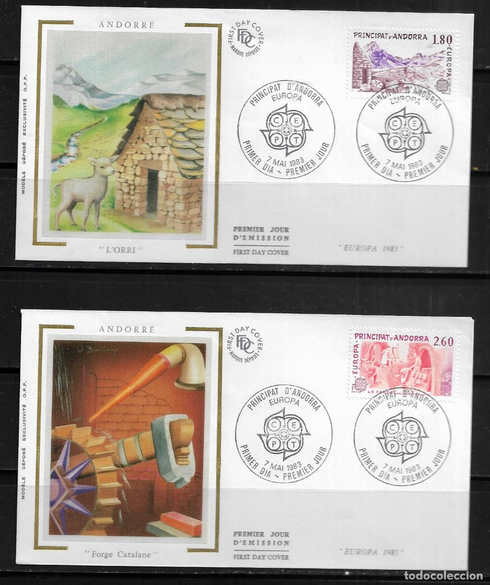 Sellos: ANDORRA FRANCESA 1983, SOBRES PRIMER D&Iacute;A EUROPA CEPT - FDC.