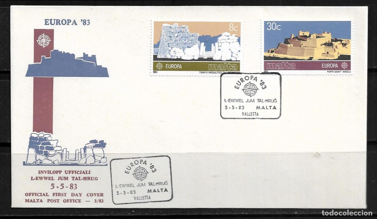 Sellos: MALTA 1983, SOBRE PRIMER D&Iacute;A EUROPA CEPT - FDC.