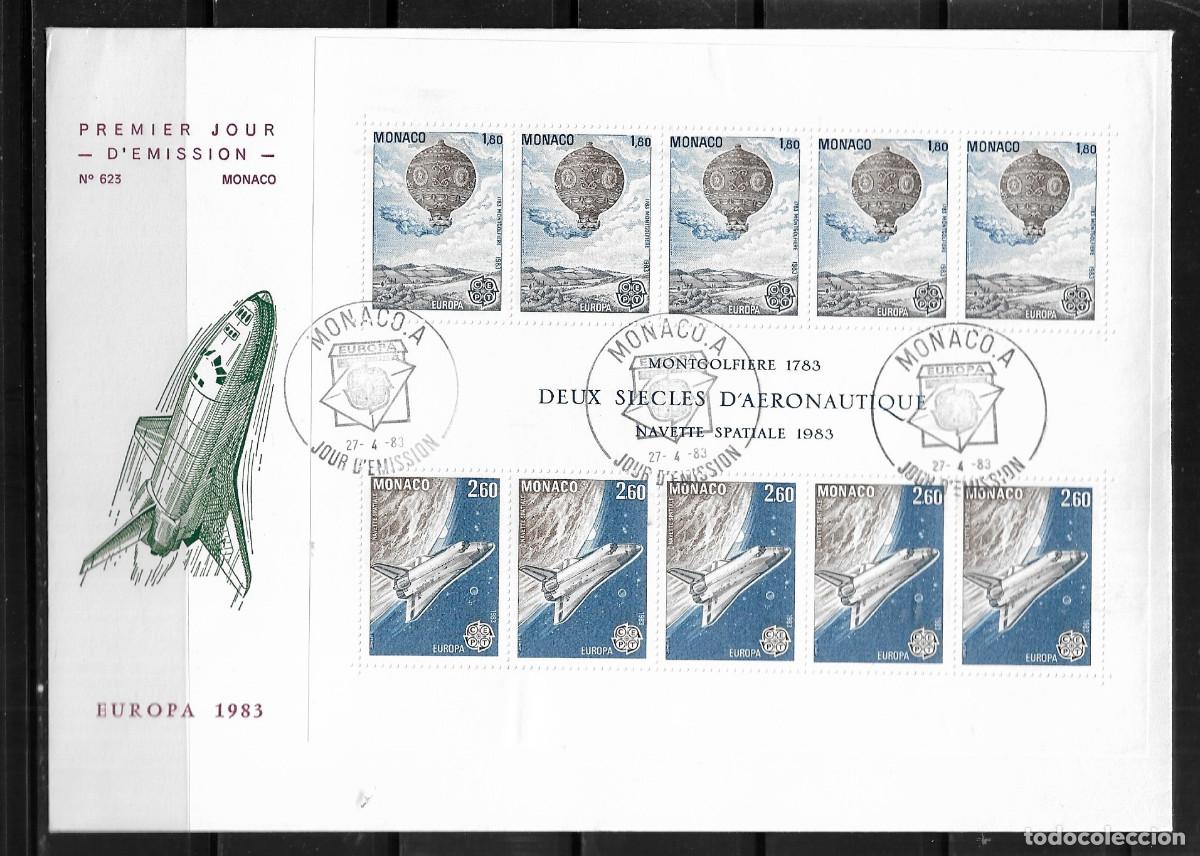 Sellos: M&Oacute;NACO 1983, SOBRE PRIMER D&Iacute;A EUROPA CEPT - PROCEDENTE DE LA HOJA BLOQUE - FDC.