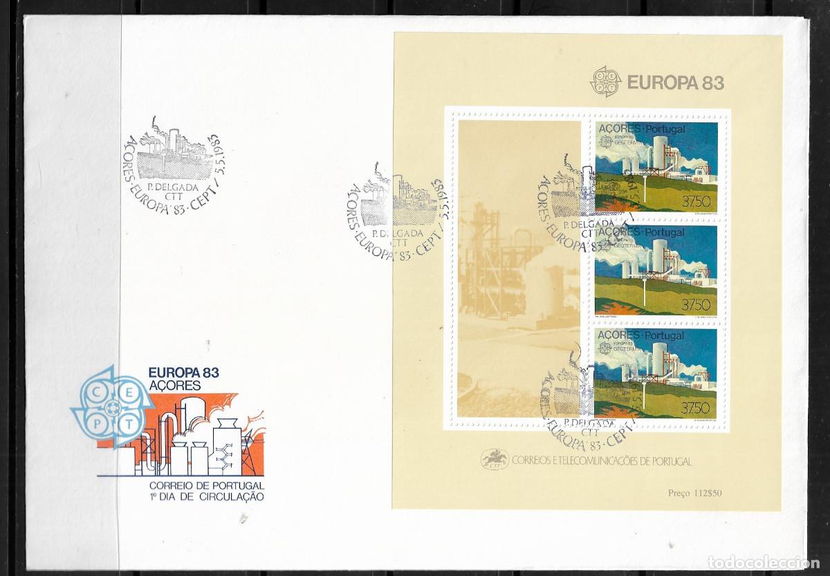 Sellos: AZORES 1983, SOBRE PRIMER D&Iacute;A EUROPA CEPT - PROCEDENTE DE LA HOJA BLOQUE. - FDC.
