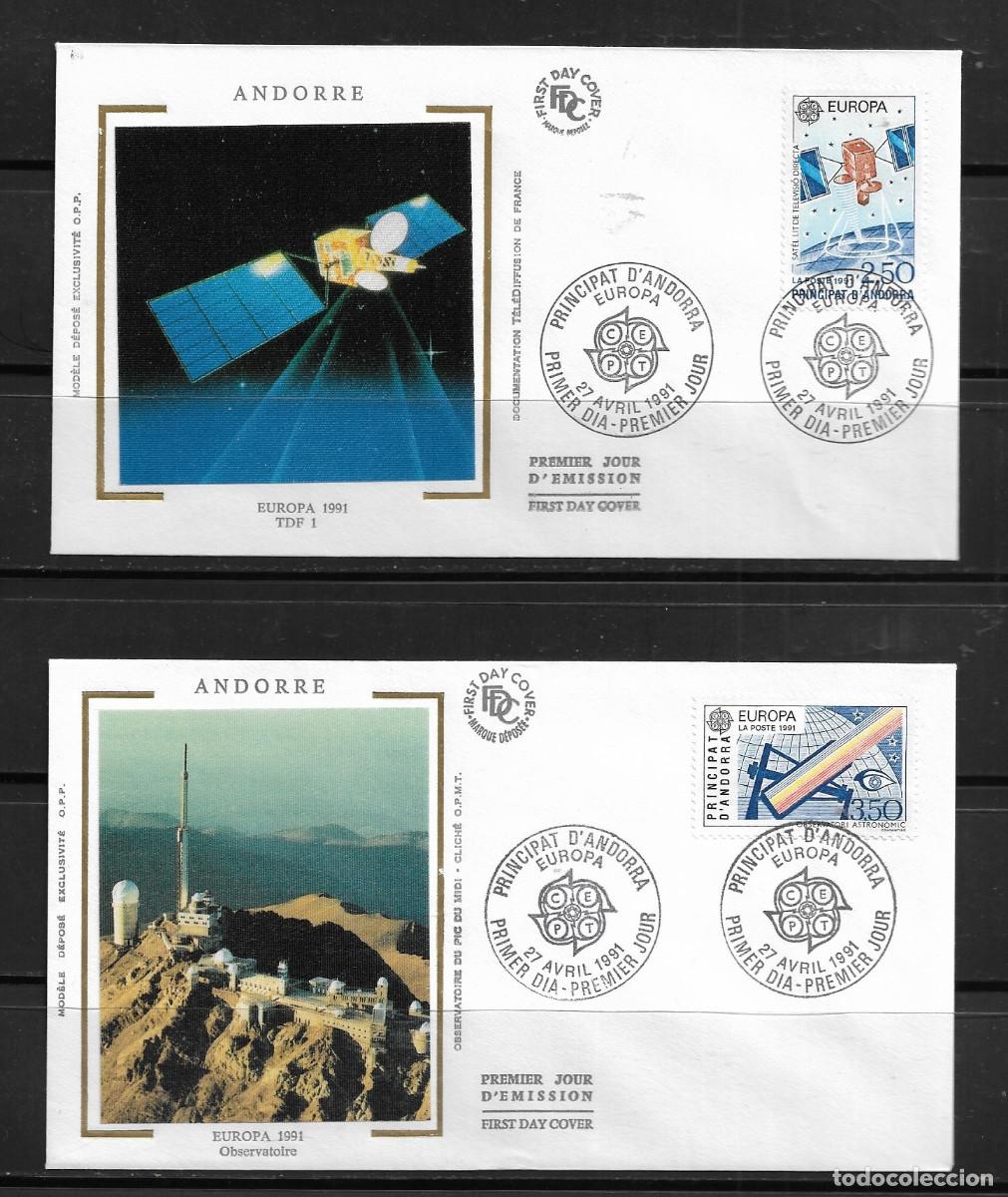 Sellos: ANDORRA FRANCESA 1991, SOBRES PRIMER D&Iacute;A EUROPA CEPT - FDC.